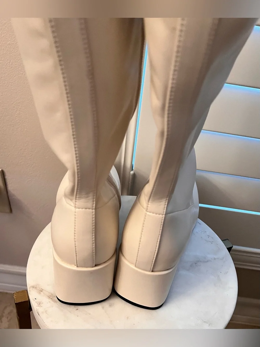 AEROSOLES Angela Wedge Cream Knee-High Wedge Boot